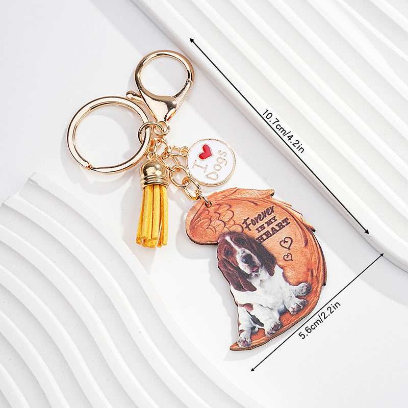 Wholesale Acrylic Angel Wings Dog Keychain